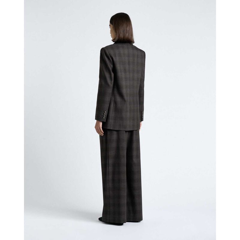 Cue Brushed Prince of Wales Tweed Double Breasted Blazer image number 1
